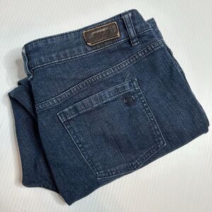 Liz Claiborne Slim Power Women's Size 12 Blue Crop Jeans Dark‎ Wash Stretch